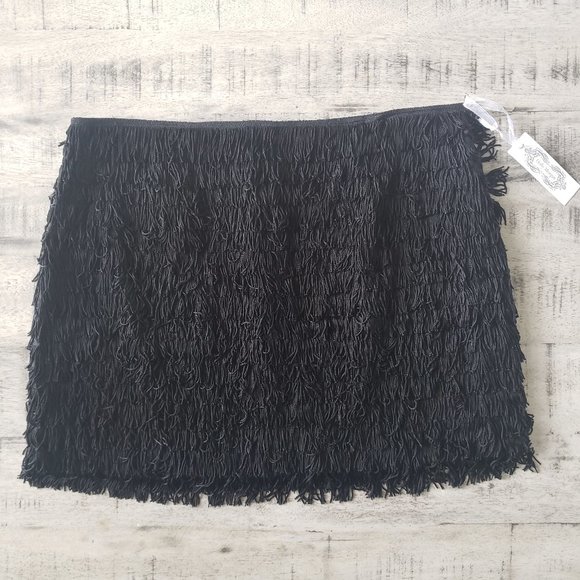 Holly Morgan Black Fringe Skirt Size 12 - Picture 1 of 7